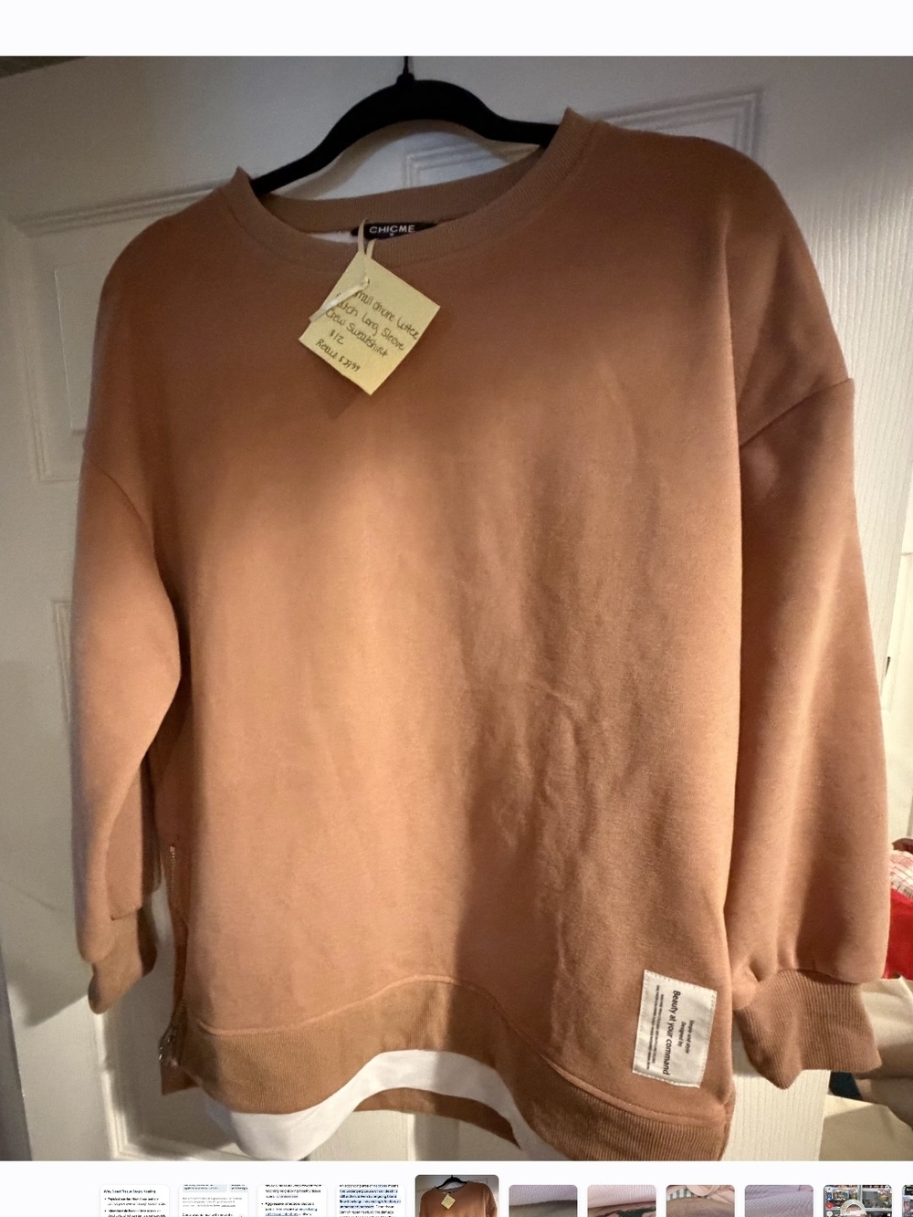 chic Me Women's Scoop-Neck Pullover Sweatshirt - Camel